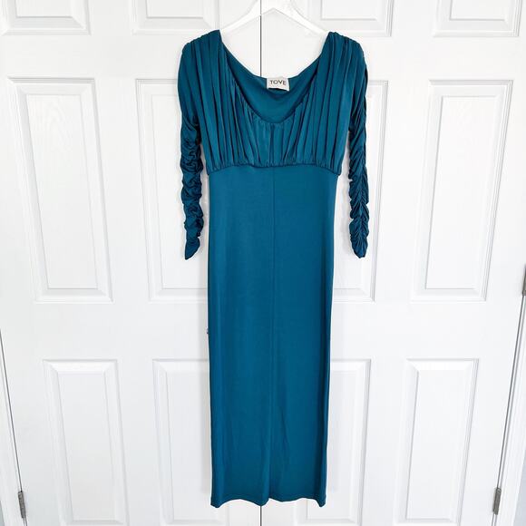 TOVE Riley Ruched Jersey Midi Dress - Picture 3 of 8